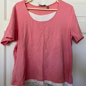 Croft & barrow woman’s tee shirt size 1x, peach color with white trim